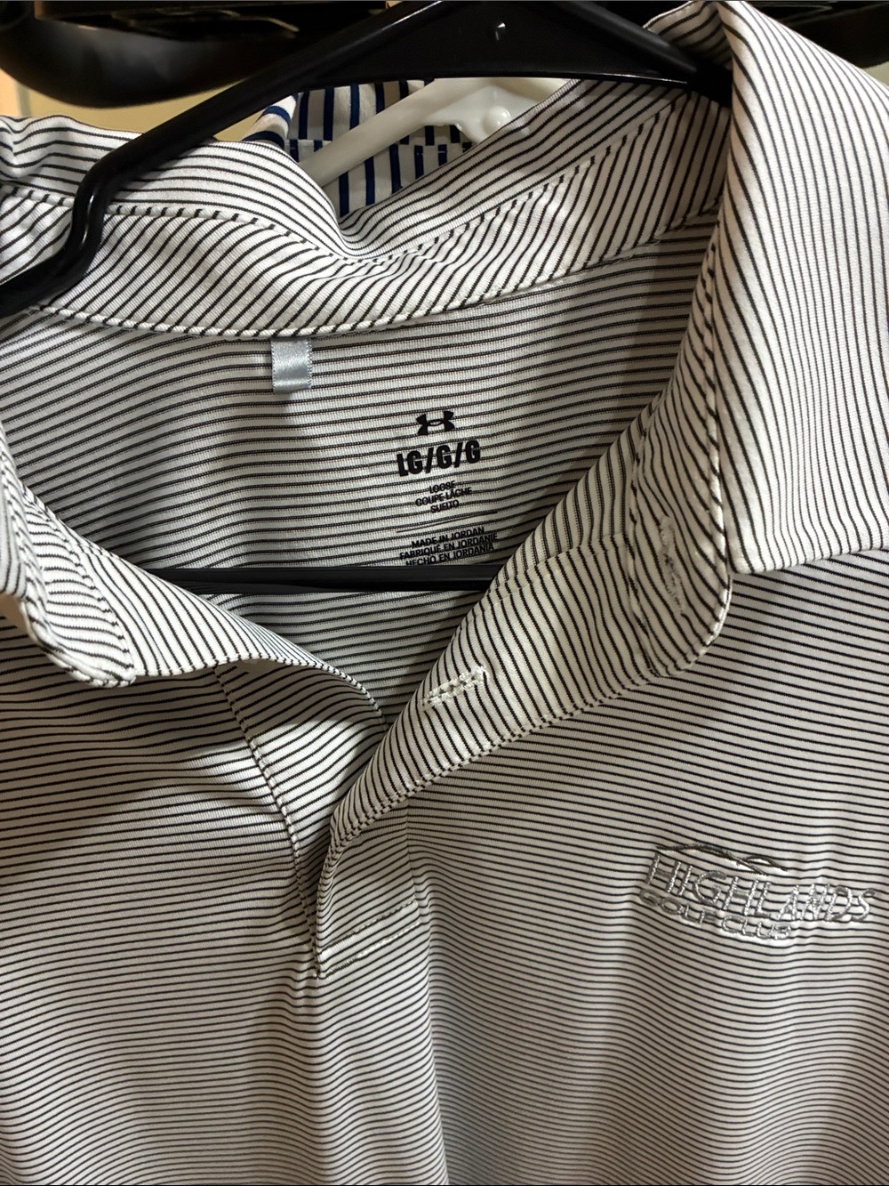Under Armour Men’s Black & White Pinstripe Polo